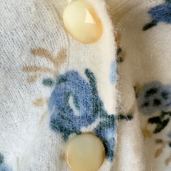 Sezane Nerys Cardigan Blue Floral Sweater. Size Small - Picture 8 of 12